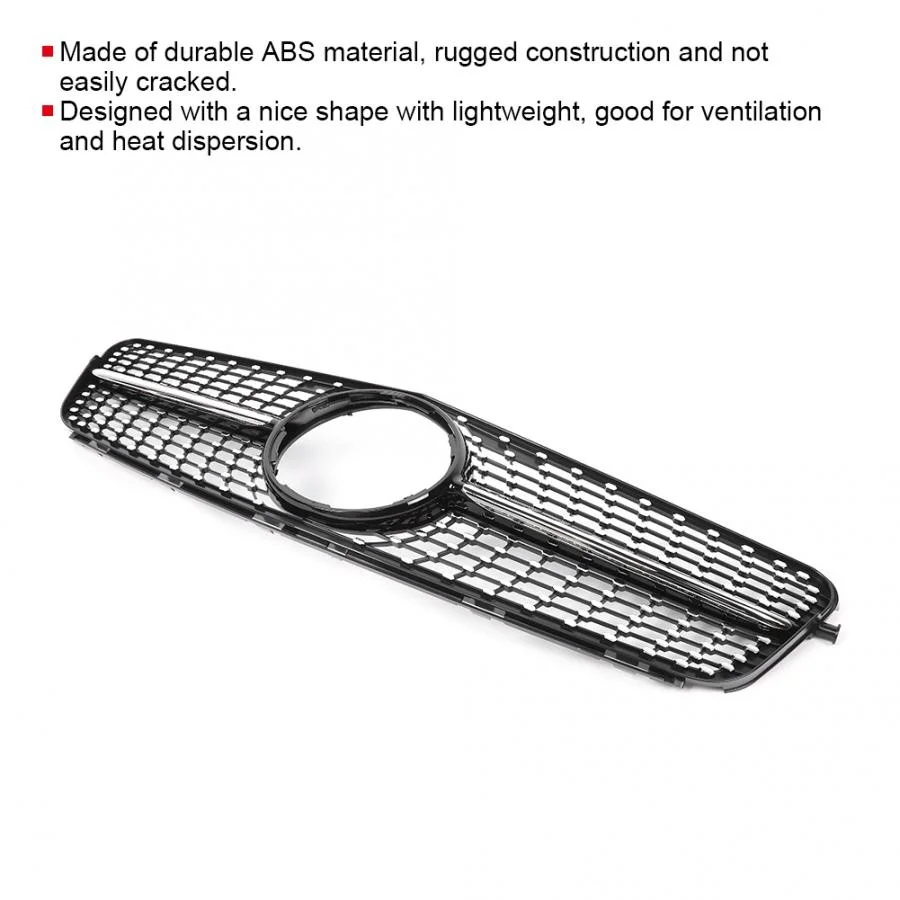 Front Bumper Grille Diamond Style Front Grill Grille Replacement Part Fit for Mercedes Benz W204
