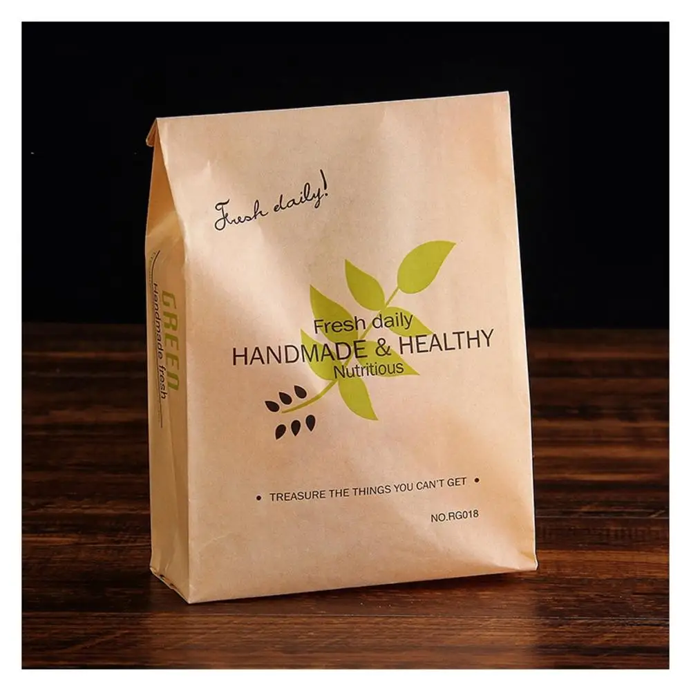 50Pcs High Quality Kraft Bakery Paper Bag Green Leaf Shape Food Cake Packaging Laminating Oilproof Bag Kitchen Baking Supplies