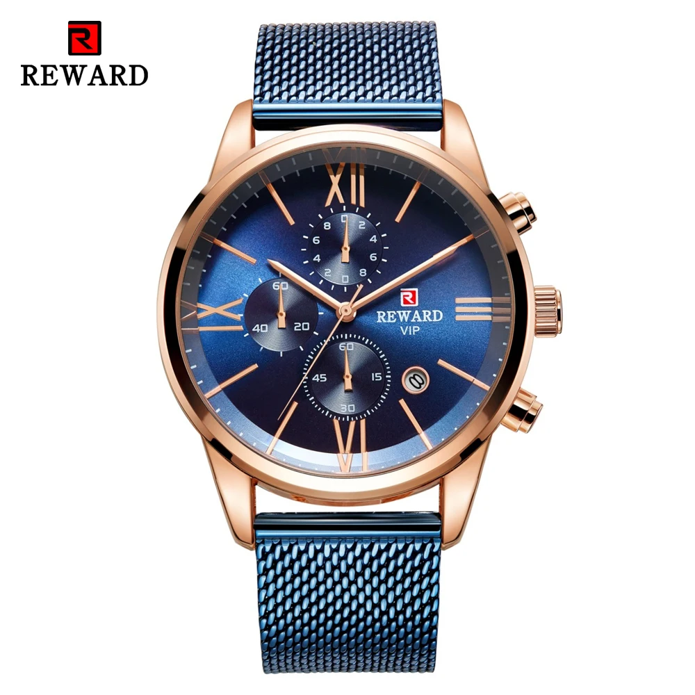 Blue Золотые кварцевые мужские часы Relogio Masculino Топ бренд Роскошные спортивные часы мужские часы Дата водонепроницаемые часы для мужчин - Цвет: Blue