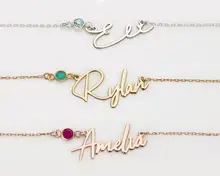 

Custom Name Necklace Personalized Name Necklace Name Necklace with Birthstone Custom Name Choker with Birthstone Name Necklace