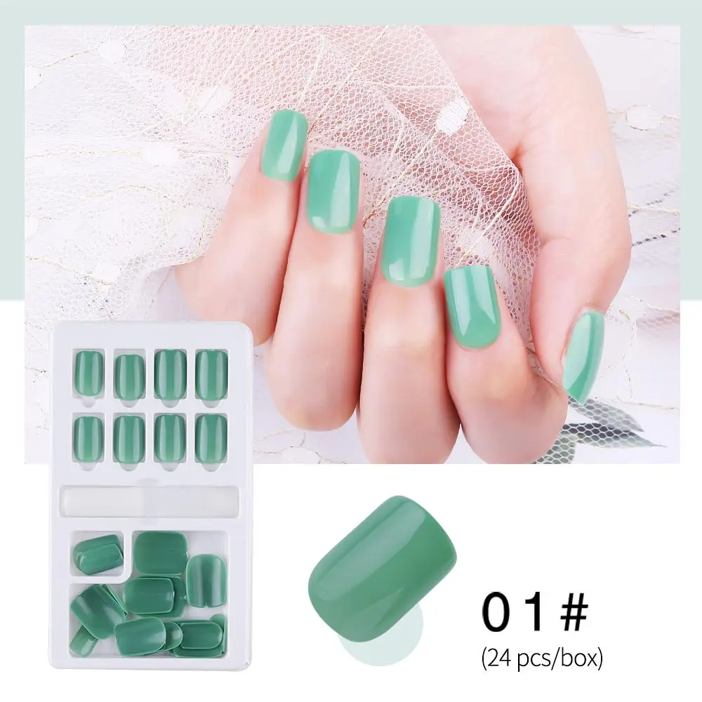 PinPai 24 Pcs/Set Shining False Nail Tips Reusable Full Cover Artificial Fake Tips Nails Press On Nails Art Fake Extension Tips - Цвет: NO.01