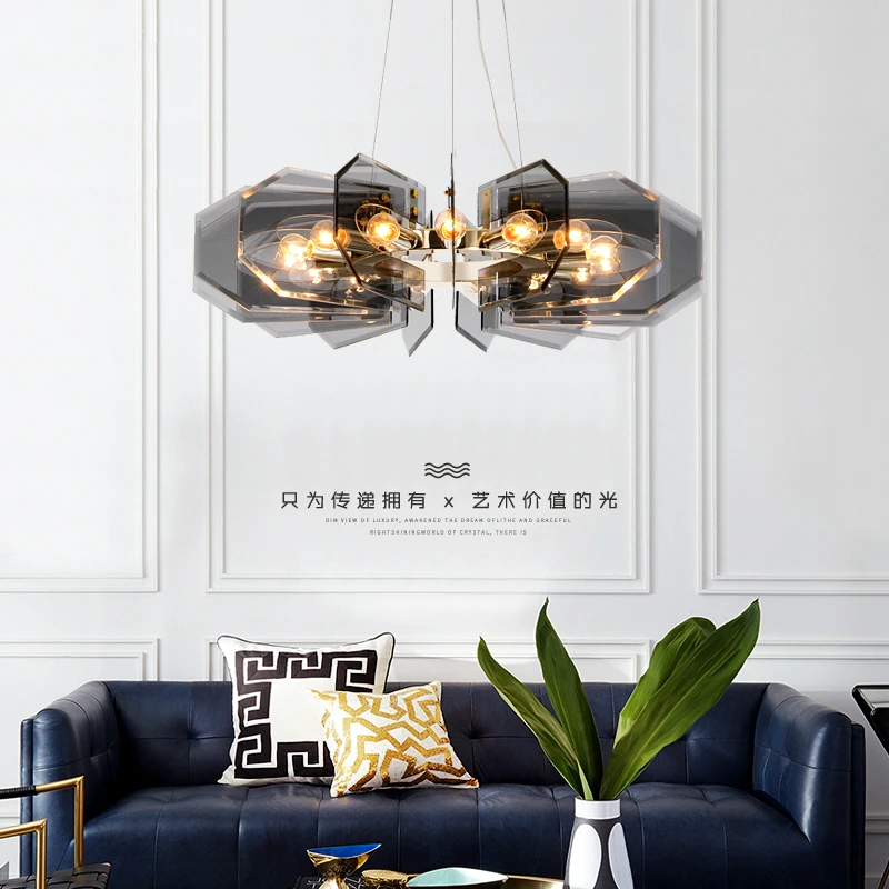 Post-modern Simple LED Chandelier Luxury Living room Hanging Lamps Dining room Bedroom Lights Black Crystal Lighting