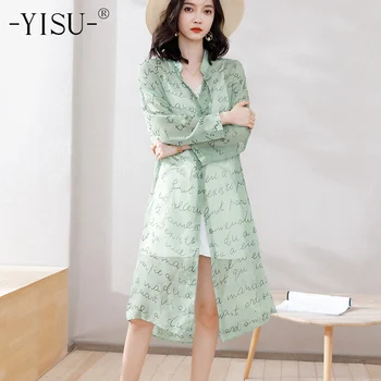 

YISU Summer Chiffon Cardigan Women Fashion Letter printed cardigan Summer Sun protection clothing Long sleeve Loose coat Women