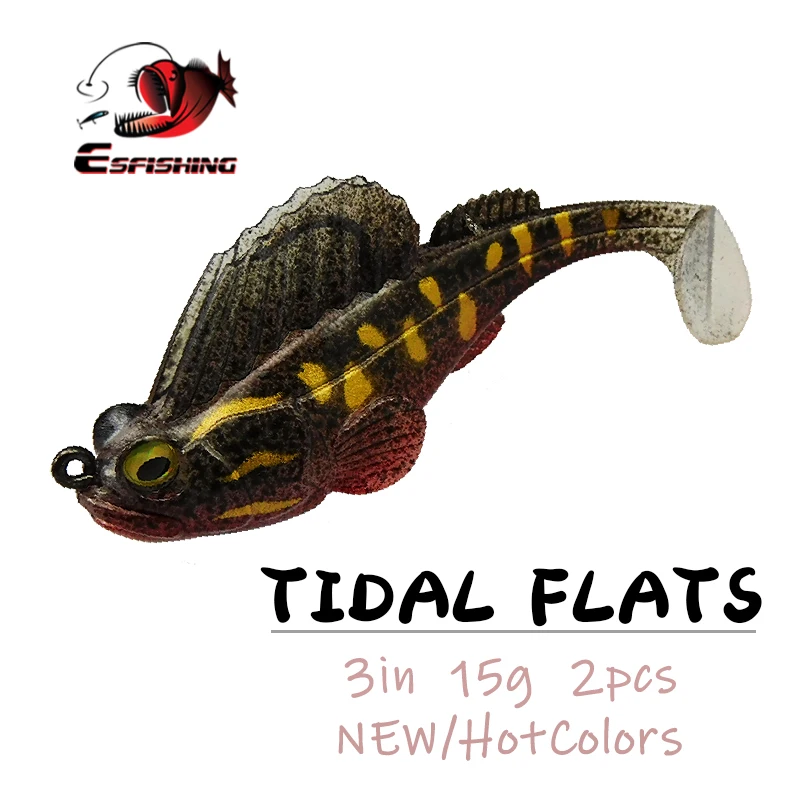 ESFISHING New 2021 High Quality Lure Tidal Flats 3in 2PCS Fishing Lures Soft Bait For Tackle | Спорт и развлечения