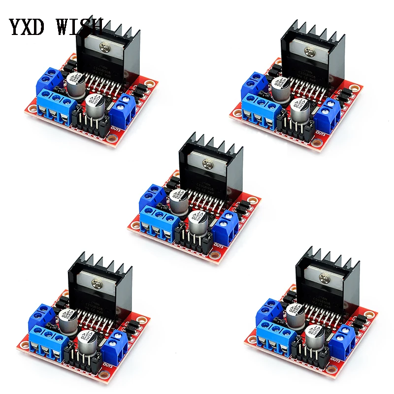 Motor Drive Controller Board L298 dc Dual h Ponte Robô Stepper Motor Controle Drives Módulo para Arduino Smart Car Pcs L298n