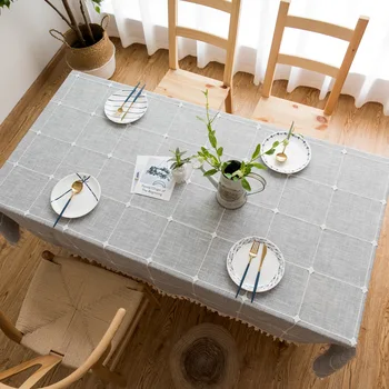 

Rectangular Tablecloths Dot Plaid Table Cloth Tassels Dinner Table Cover Cotton Linen Tablecloth For Table Christmas Tablecloth