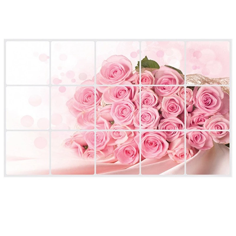 Pink Rose Wall Decal for kitchens art decoration exhaust fat oil proof stickers 75 * 45cm | Дом и сад