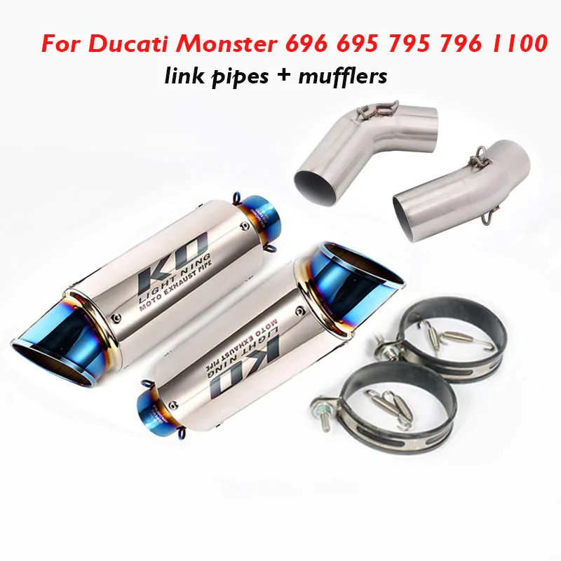 

Slip on Motorcycle Exhaust System Muffler Right & Left Escape Silencer Connection Tube for Ducati Monster 696 695 795 796 1100