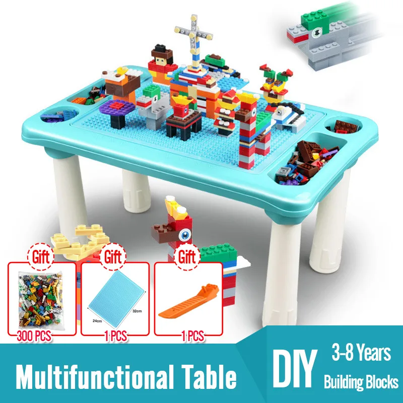 

DIY Small Bricks Building Blocks Compatible Duploed Blocks Multi Functions Table Desk Base Plate Study Table For Children Gift