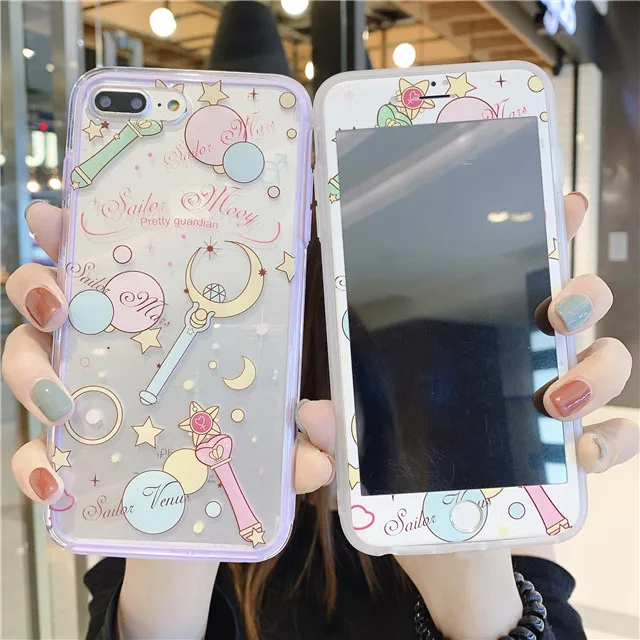 2 Мультфильм Cardcaptor Сакура Сейлор Мун 3D закаленное стекло экрана протектор для iPhone 6 6S 7 8 Plus X XR XS 11 Pro Max+ чехол для телефона - Цвет: 2