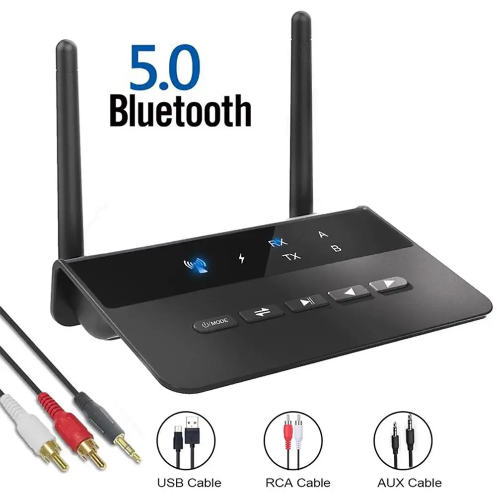 80M Bluetooth 5 0 RCA Transmitter Receiver Bypass Aptx LL Music Audio Wireless Adapter 3 5mm AUX Jack For TV PC Car Headphones
