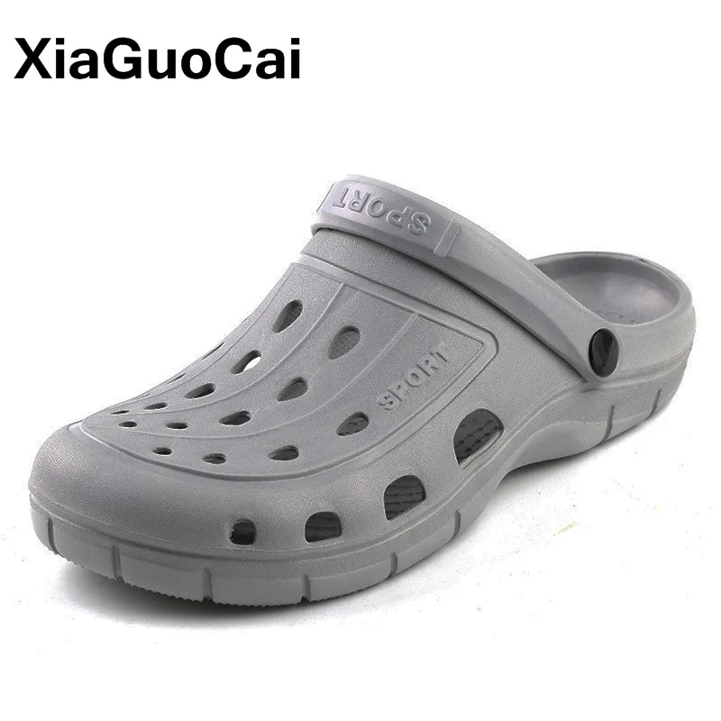 Zuecos de verano para hombre, Zapatillas de casa informales de secado rápido, calzado para jardín, sandalias de playa baratas, zapatilla para baño antideslizante, 2020