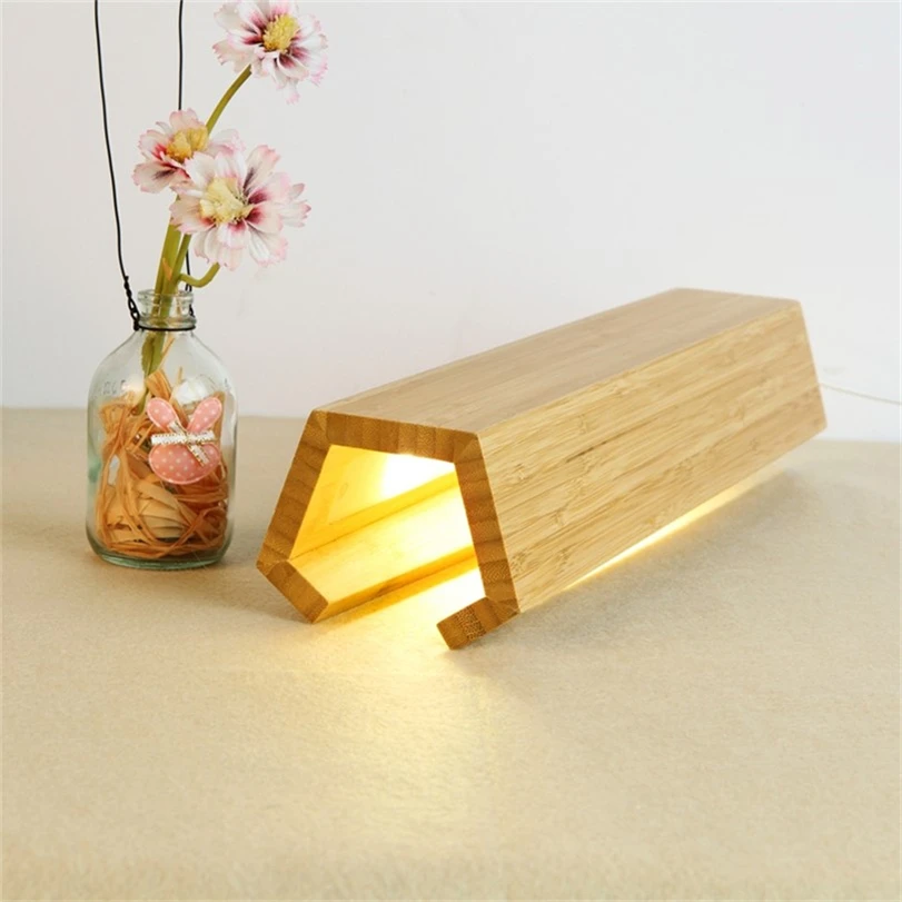 Simple Wooden LED Bedside Table Lamps for Bedroom Japanese Art Home Deco USB Designer Nightstand Bed Lamp Night Light Fixture