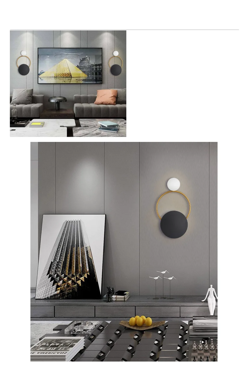 Wandlamp, скандинавский прикроватный настенный светильник для спальни, светильники, роскошный черный круглый железный фоновый светильник, современный стеклянный настенный светильник для гостиной