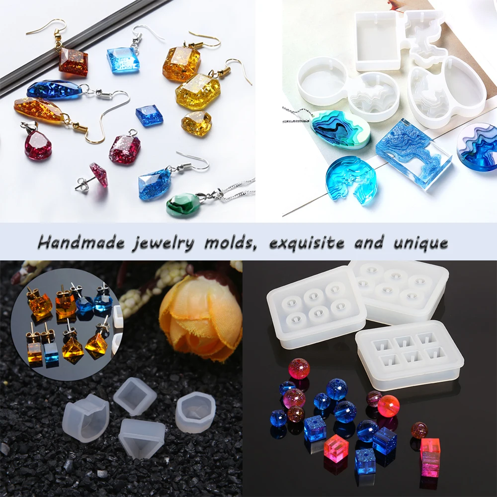 

DIY silicone earring earring mold making jewelry uv resin crystal epoxy diy faceted gem pendant