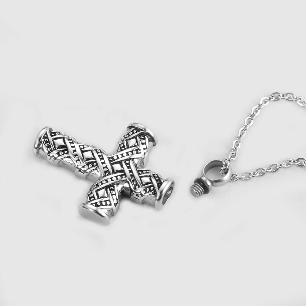 Vintage Cross Stainless Steel Cremation Jewelry Urn Necklace For Ashes Keepsake Memorial Pendant  For Women Men Dropship 2