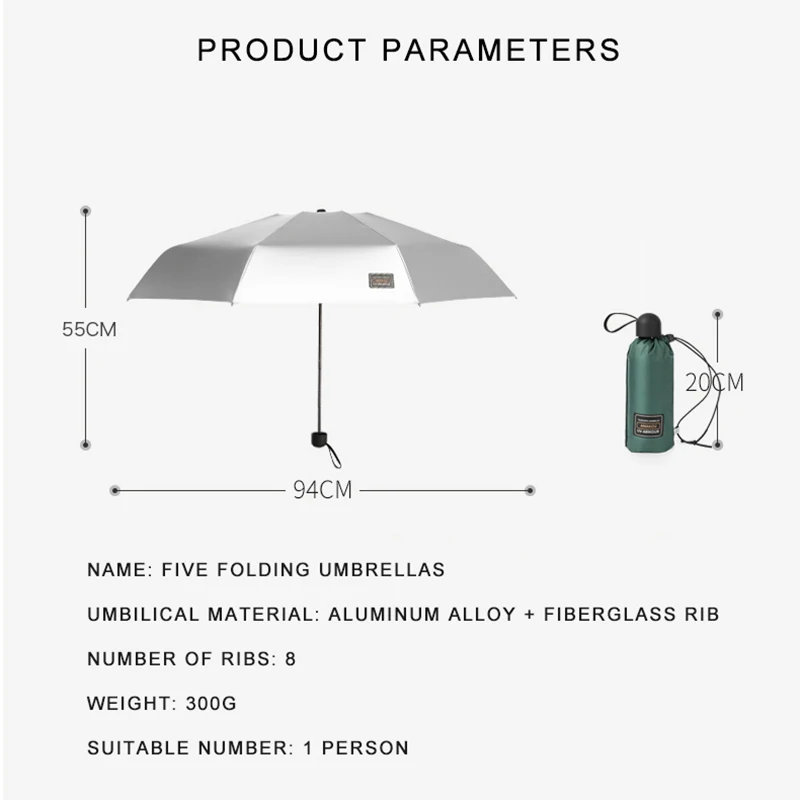 Small Fashion Five Folding Umbrella Rain Women Gift Mini Pocket Parasol Girls Anti-UV Waterproof Portable Travel UMBRELLAS