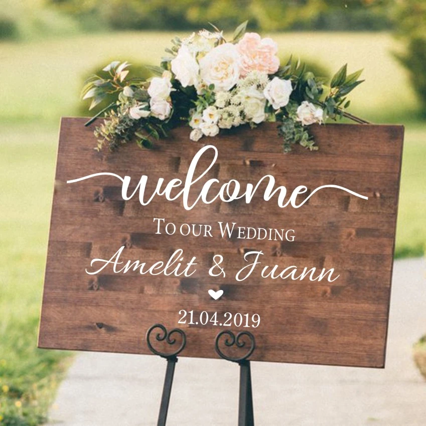 Bride Groom Names Custom Wall Sticker Wedding Ceremony Welcome Sign Vinyl Wall Decal For Wedding Board Decoration Poster Z675 Wall Stickers Aliexpress
