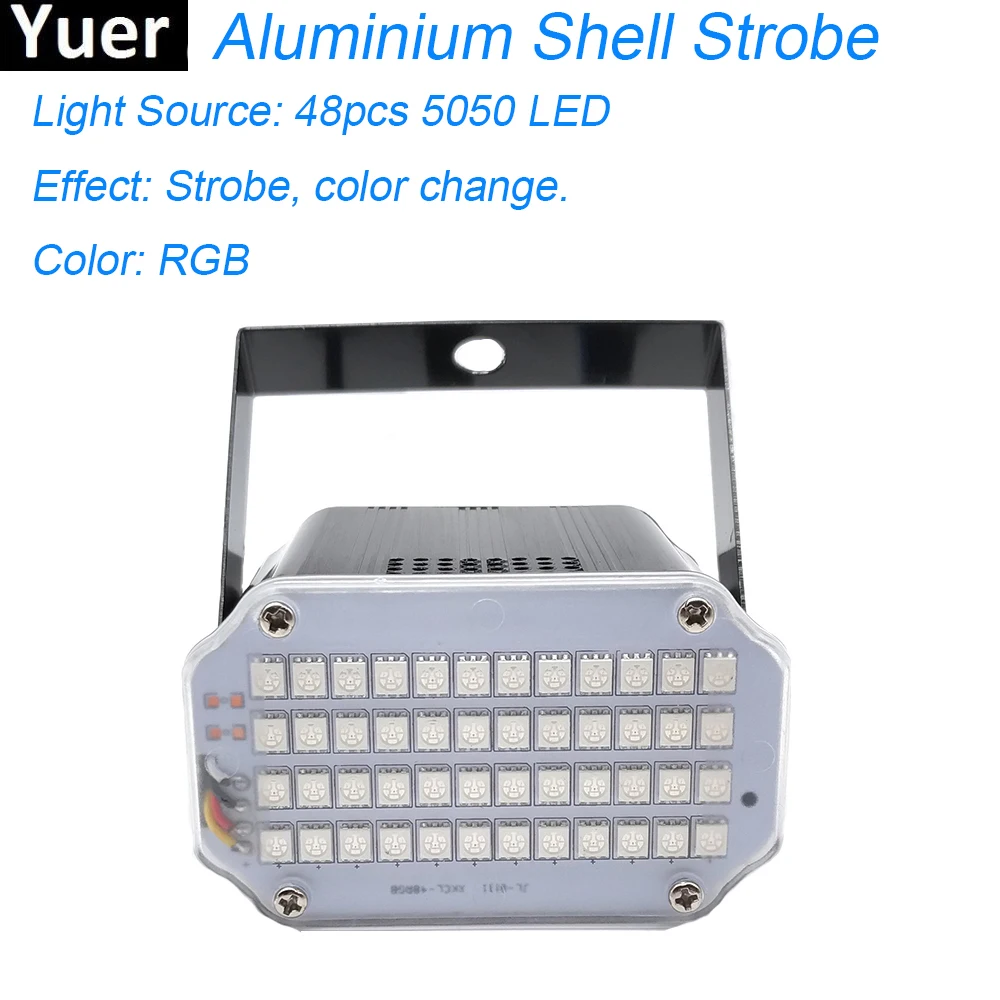 

48 LED Effect Lamp Music Light Laser Projector Strobe Flash RGB Stage Lighting Aluminium Shell Strobe DJ Disco Sound Activated