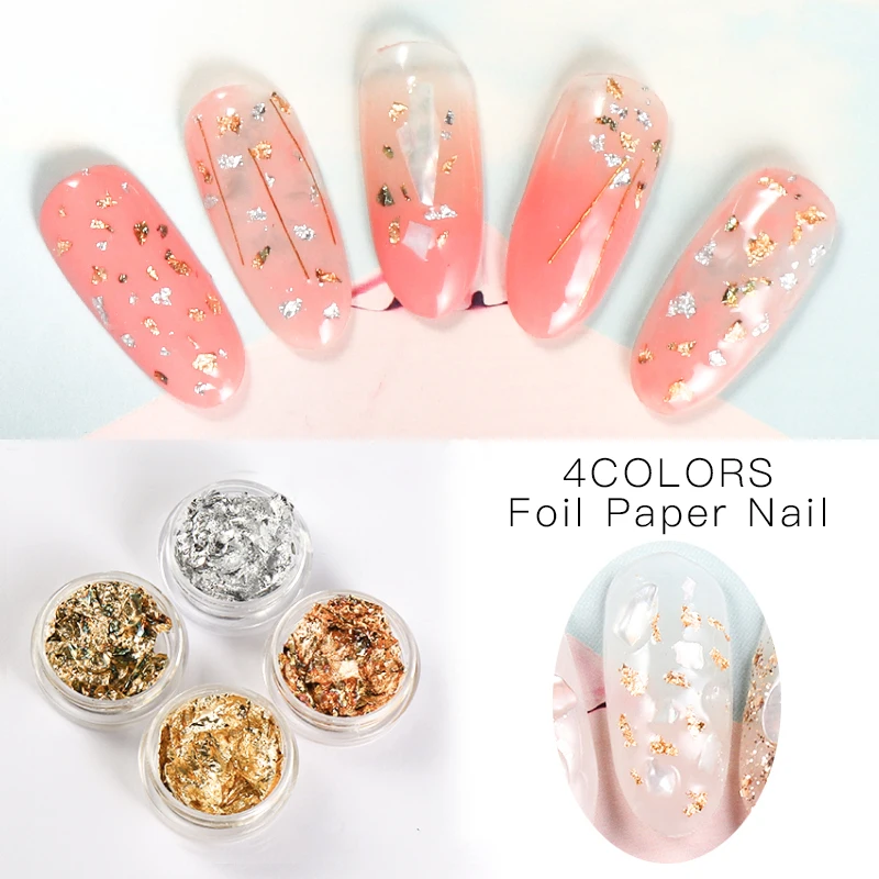 1 Box Gold Silver Irregular Aluminum Foil Paper Nail Art Sticker 3D Glitter DIY Manicure UV Gel Polish Nail Decoration Tools