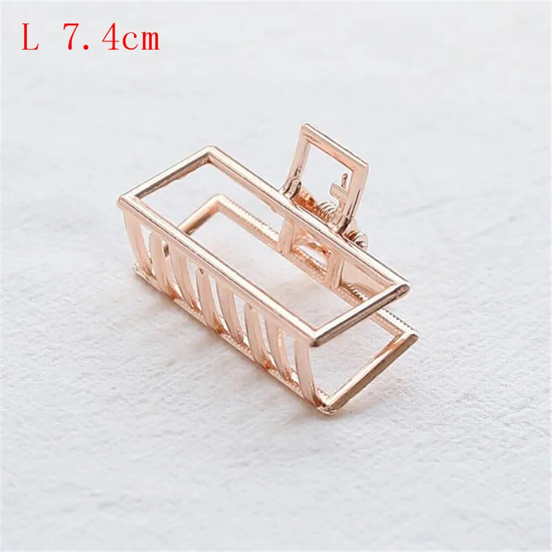 Women Girls Geometric Hair Claw Clamps Hair Crab Moon Shape Hair Clip Claws Solid Color Accessories Hairpin Large/Mini Size - Цвет: B L rose gold