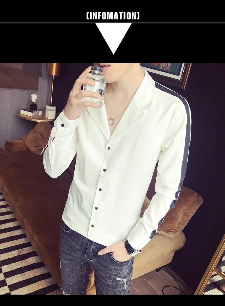 Однотонное платье в полоску сбоку, рубашка Camisa Masculina, глубокий v-образный вырез, Сексуальная рубашка без воротника, осень, уличная одежда с длинным рукавом, приталенная, v-образный вырез