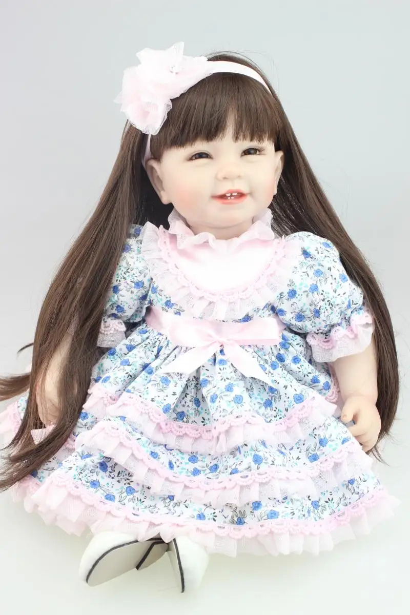 

22 inch Realistic baby doll bebe reborn girl lifelike toddler silicone vinyl dolls early education toys, play house, creative gi