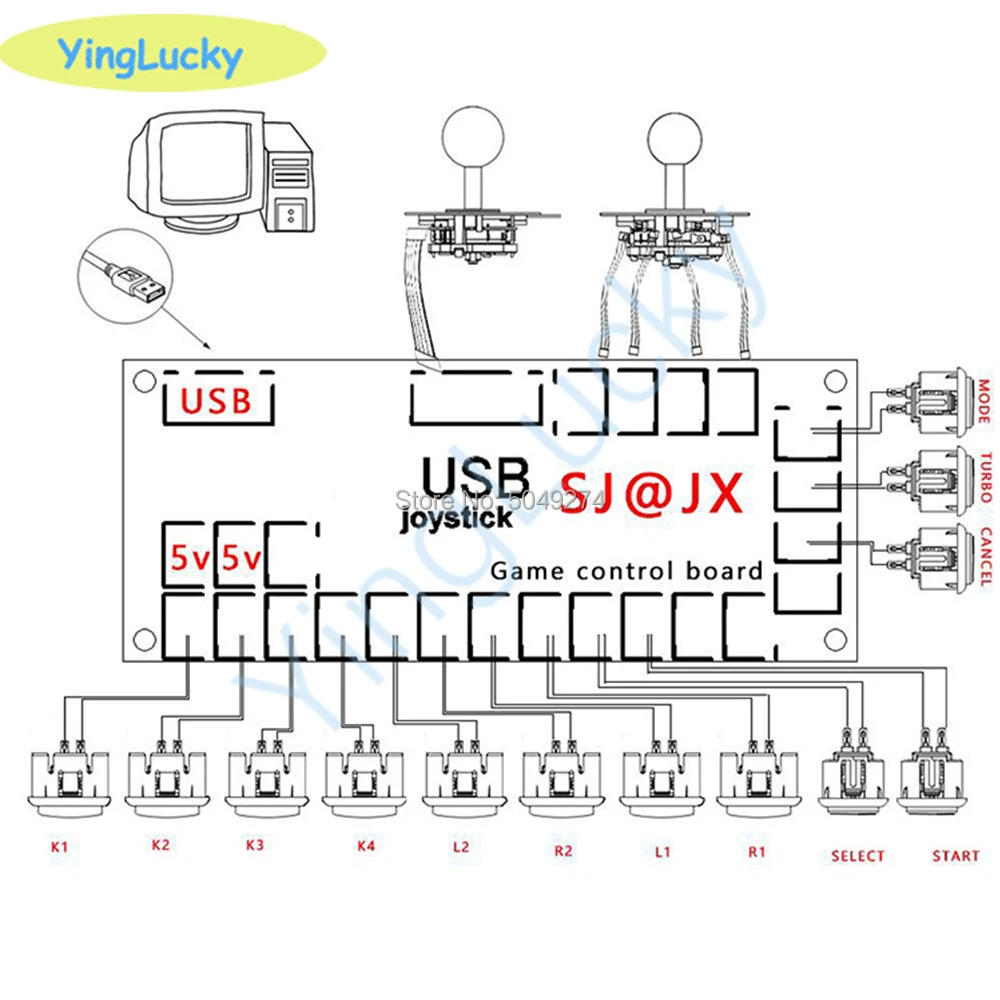 Аркадный набор сделай сам 2 игрока USB энкодер с нулевой задержкой HAPP джойстик 33 мм