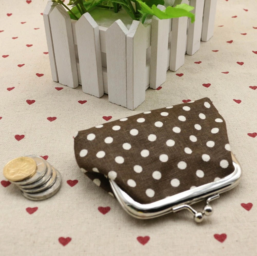 New Women Coin Purse Linen Dot Hasp Small Wallet Pouch Key Card Holder Clutch Handbag Dropshipping Wholesale Cheap Price 814
