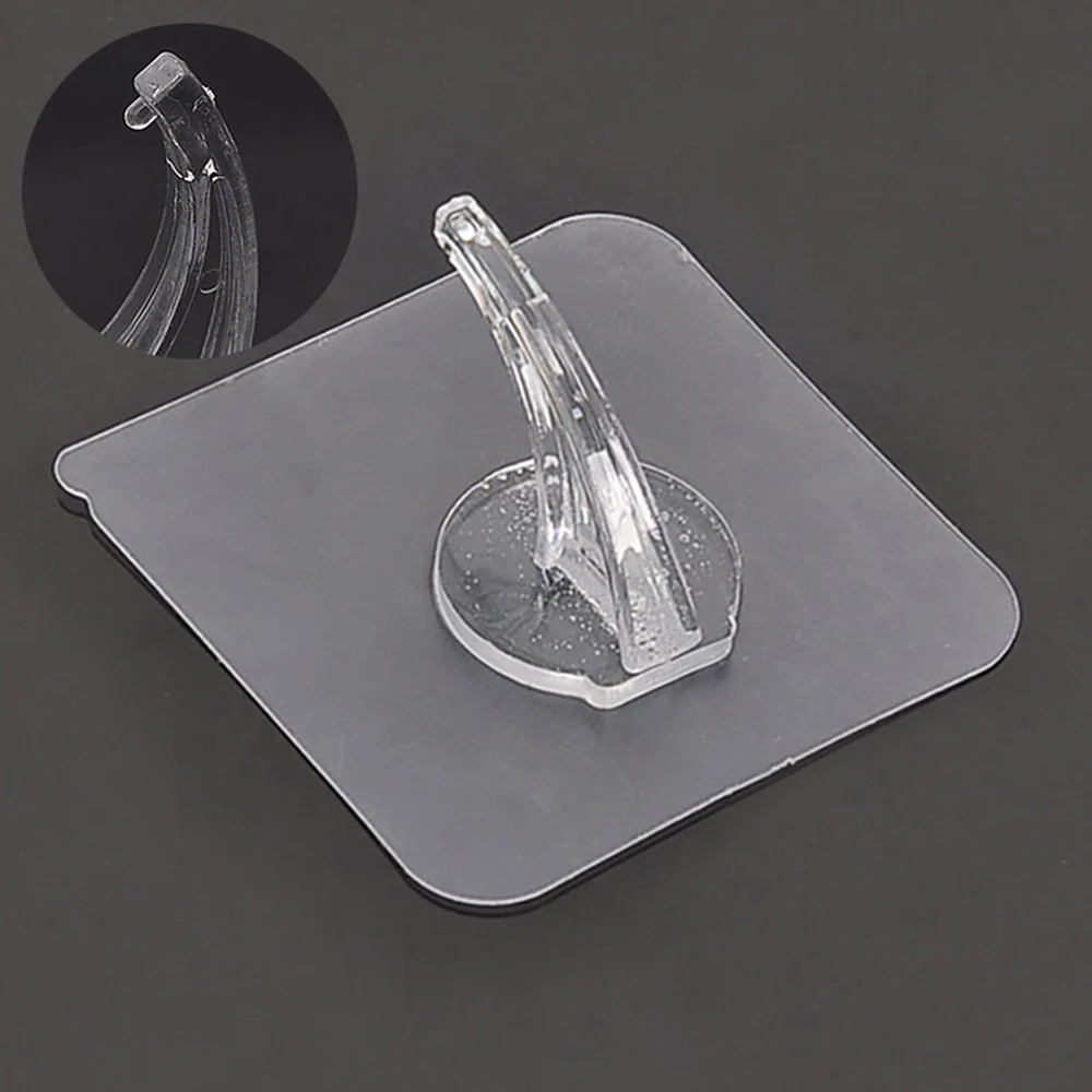 

1PC Transparent Strong Self Adhesive Door Wall Hangers Hooks Punch-free Storage Hanging Kitchen Magic Bathroom Accessories