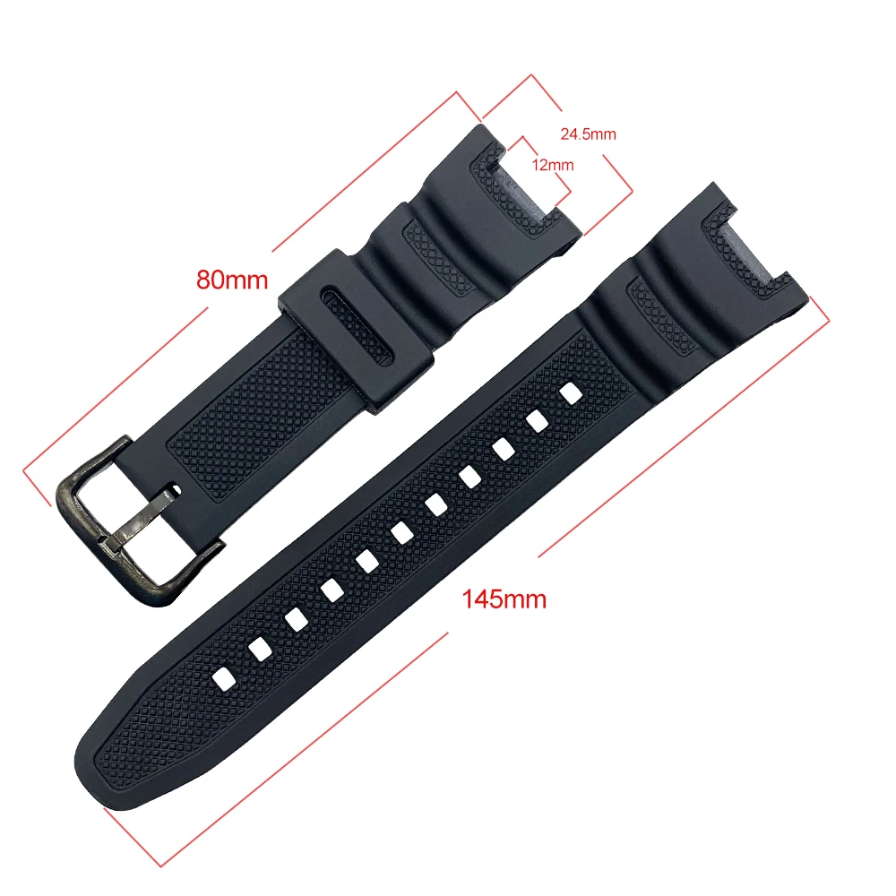 Waterproof silicone watch band black wristband adaptation For SGW-100 Sport Series Rubber Watchband for Men+ Tool
