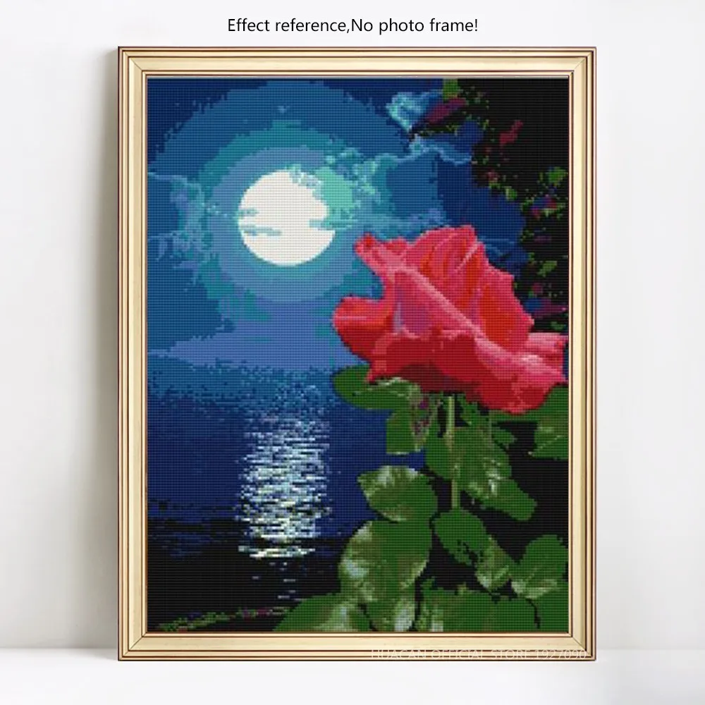 2020 MEIAN Lotus Moon Lake DIY Алмазная мозаика полная круглая вышивка стразы цветок алмазная