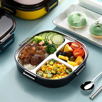 

Lunch Box for Kid Food Container Heated Lancheira Termica Kitchen Accessories Bento Box Stainless Steel Meal Prep Comida