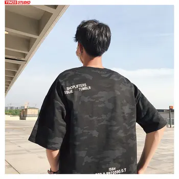

Dropshipping Mens Korean Streetwear Fashion Camouflage Tee Tops Slim Causal O-neck Tshirts Print Spring Short Sleeve T-shirt