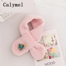 Calymel, Зимний милый детский шарф с фруктами, шарфы для мальчиков и девочек, детский шарф с воротником из искусственного меха кролика, Рождественский подарок