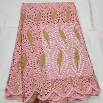 

New Fashion African Bazin Lace Fabric Embroidery Nigerian Bazin Riche Lace Fabric With Hole And Stones For Sewing