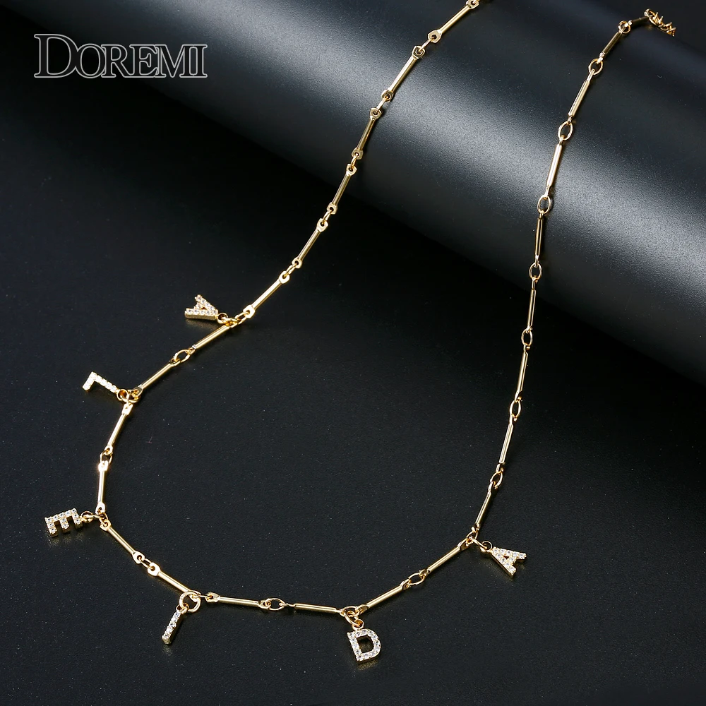 Comprar DOREMI 6 Mm Zirconia collar letra pavimentada collar números collares personalizados con nombre joyería personalizada para regalos únicos de PayPal