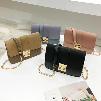 

Crossbody Bags For Women 2020 New Fashion Mini Shoulder PU Leather Messenger Bag Metal Chain Portable Travel Totes