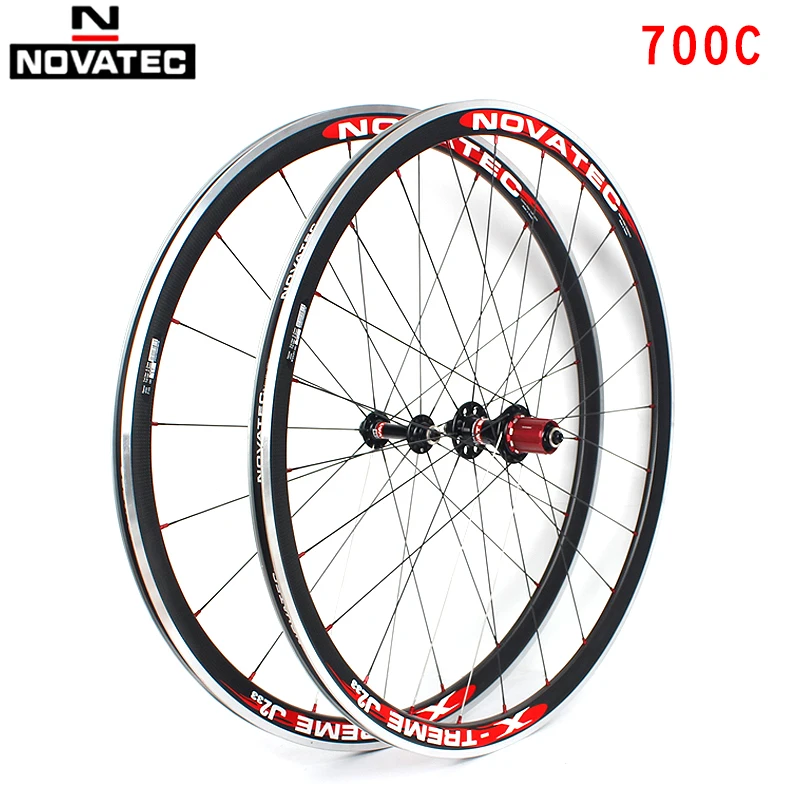 Novatec Road Bike Wheelset 700C Bearing Wheels Carbon coated 7-11 Speed V Brake Clincher Front Rear 20/24H bicycle Wheelsets