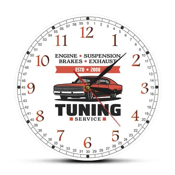 

12" Custom Turning Service Hanging Clock Engine Suspension Brakes Exhaust Print Arylic Wall Watch Mechanic Car Repair Studio Art
