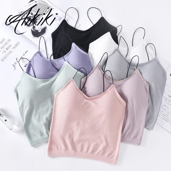 

Women Cotton Camisole Tank Tops Crop Wireless Underwear Lingerie Sexy Vest Solid Black White Women Underwear Camis Bralette