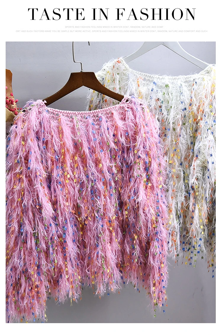 Korean new fashion sweater women autumn winter mohair comfy pullover knitwear colorful tassel sweaters coat sweet tops pull