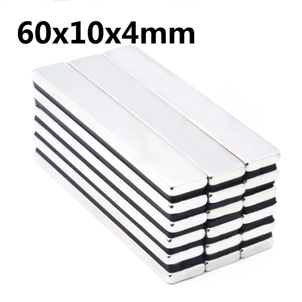 

1/2/5/10Pcs 60x10x4 Neodymium Magnet 60mm x 10mm x 4mm N35 NdFeB Block Super Powerful Strong Permanent Magnetic imanes