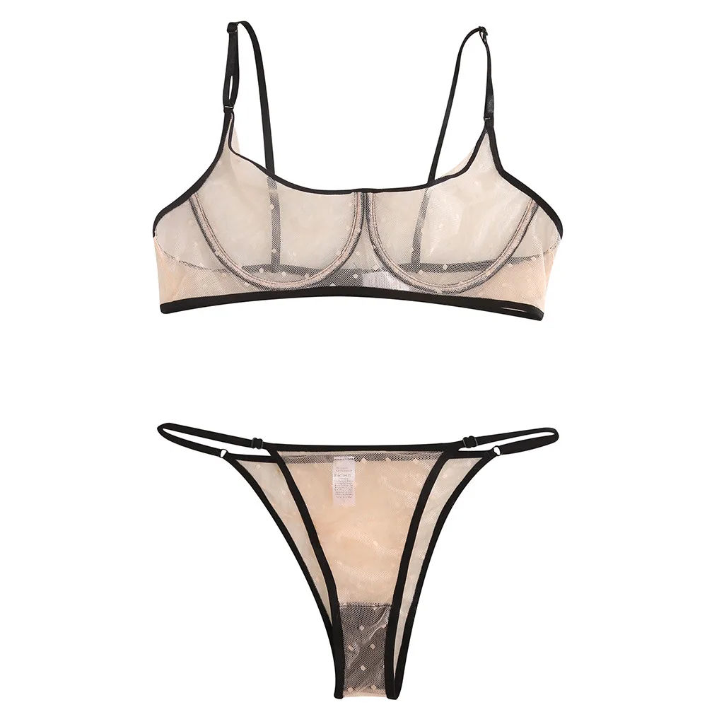

JAYCOSIN Delicate New Women Soild Sexy Lace Hollow Openwork Sexy Perspective Two-piece Set Comfortable Sleepwear Underwear