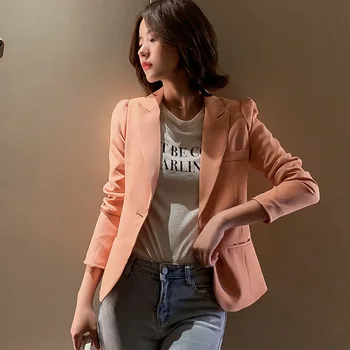 

Women Blazers Spring and Autumn New Korean Version Long Sleeve Small Suit Jacket Lady Casual Buckle Suit Coat