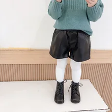 Новое поступление, кожаные шорты для девочек, осенне-зимние шорты для девочек 2-7 лет