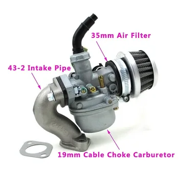 

19mm PZ19 Cable Choke Control Motorcycle Carburetor Air Filter Intake Manifold Kit 50CC 90CC 110CC For Car ATV Go-Kart