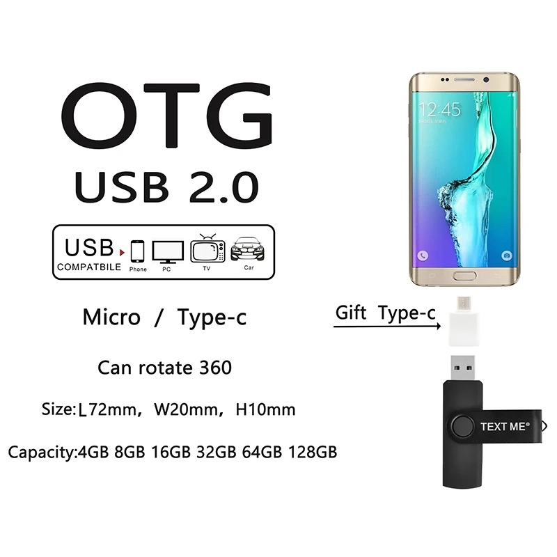 TEXT ME Usb флеш накопители OTG накопитель 3 в 1 Type C Флешка usb флешка 4 ГБ 8 16 32 64 usb2.0 usb|USB