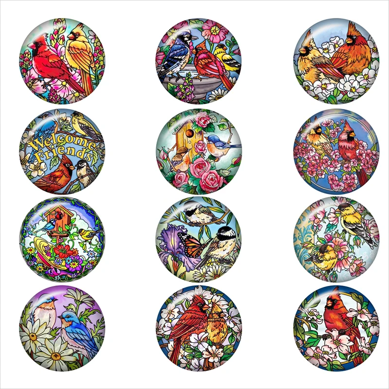 Фотография Cardinal bird flower glass snap button DIY | Украшения и аксессуары