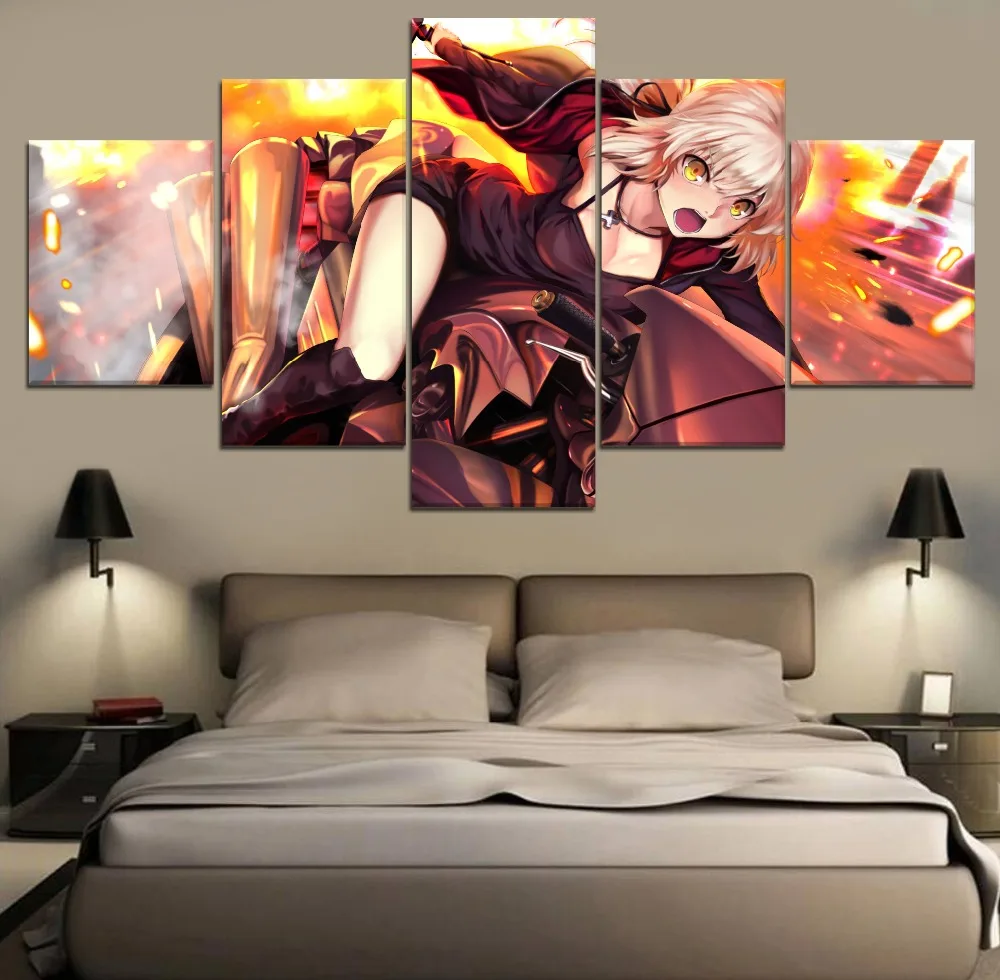 Модульная Картина на холсте HD с 5 панелями аниме Fate Grand заказ РОЛ плакат